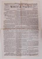 1864 A magyar Sajtó c. újság száma, benne az abonyi kaszinó verspályázata a modern divatot ostorozó ...