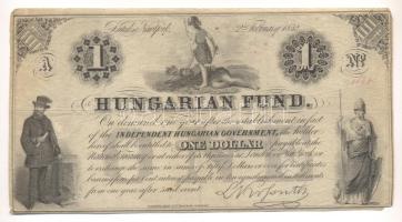 1852. 1$ "A" "Kossuth bankó" piros kézi sorszámozással T:III Hungary 1852. 1 Dollar "A" with red serial number C:F Adamo G117/1b.