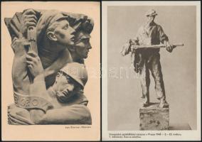 11 db régi művészlap Jan Stursa cseh szobrász műveiről, valamint az 1948-as prágai szláv mezőgazdasá...