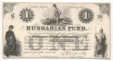 1852. 1$ "C" "Kossuth bankó" sorszámozás nélkül T:I Hungary 1852. 1 Dollar "C" without serial number C:Unc Adamo G117/1