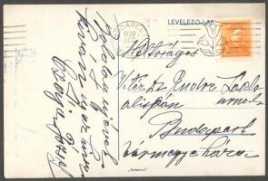 Czája József világbajnok birkózó saját kézzel írt képeslapj a Endre László fajvédő politikus, belügyi államtitkár részére