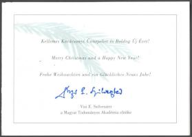 cca 2000 Vizi E Szilveszter MTA elnök aláírt üdvözlőlap