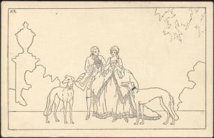 Romantic couple with dogs