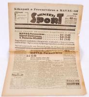 1944. dec. 18. Nemzeti Sport címlapja "Kikapott a Ferencváros a MAVAG-tól" hírrel