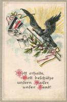 German patriotic postcard, quote, Emb. litho