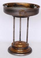 cca 1940 Art deco fém kínáló üvegbetét nélkül /  Art deco metal bowl (without glass container), 25x18cm