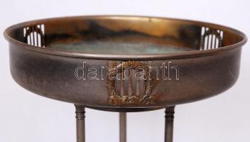 cca 1940 Art deco fém kínáló üvegbetét nélkül / 
Art deco metal bowl (without glass container), 25x1...