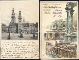 4 db régi, ausztriai és német városképes lap