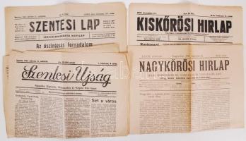 1911-1946 Nagykőrösi hírlap, Kiskőrösi hírlap Szentesi újság. Szentesi lap c. helyi újságok 1-1 szám...