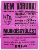cca 1930 EMSZO Egyházközségi Munkásszakosztály plakát 50x70 cm