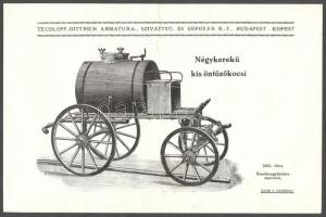 cca 1900 2 db tűzoltókocsi reklámnyomtatvány / fire brigade car commercials 25x17 cm