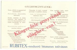 cca 1910 Bdakalászi textilművk Klinger Henrik Rt. reklámkártya