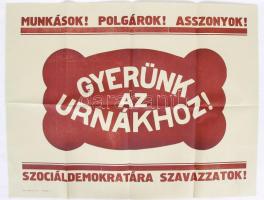 cca 1940 Szociáldemokrata Párt hitelesített választási plakát 60x50 cm