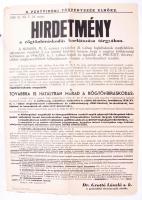 1948 A rögtönbíráskodás korlátozását bejelentő hirdetmény 40x60 cm