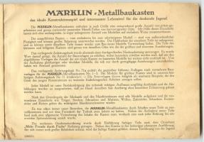 cca 1935 Märklin fémépítőszekrény képes katalógus 144p