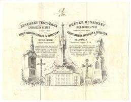 1860 Bp., VIII. Dunaiszky testvére síremlék raktár reklámos számla 26x20 cm