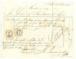 1860 Bp., VIII. Dunaiszky testvére síremlék raktár reklámos számla 26x20 cm