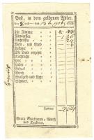 1783 Budapest V. Arany szamár fogadó kitöltött számla