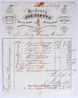 1855 Budapest V. Topits József fűszerkereskedés számla / Grocery invoice 21x26 cm