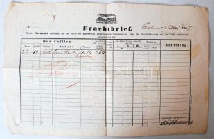 1857 Vasúti fuvarlevél Pesth-Pilisch / Railroad bill of freight