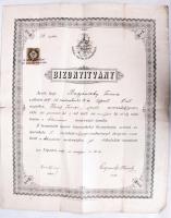1889 Újpesti vegyes ipartestület kőműves mesterlevél / maison certificate 33x44 cm