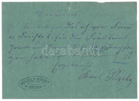 1877 a budai Péczely Károly úszó és fürdő intézet előfizetési jegye, hátoldalt a tulajdonos sk. .írá...