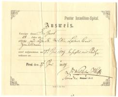 1899 A pesti zsidókórház ambuláns lapja a másodorvos aláírásával