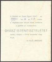 1926 A Gödöllői Izraelita Szent Egylet világháborús emlék-istentisztelete meghívó
