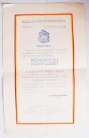 1938 Miskolci közgyűlési meghívó Lichtenstein János főispáni beiktatására