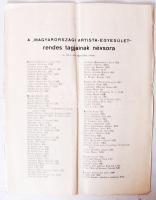 1910 A Magyarországi Artista Egyesület tagjainak névsora 4p.