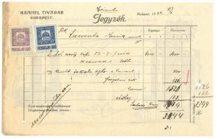 Budapest VI. Hammel kályhagyár számla