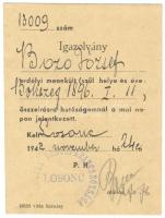 1942 Erdélyei menekült igazolvány