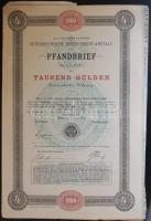 Ausztria / Bécs 1893. Záloglevél 1000G-ről szelvényekkel Austria / Vienna 1893. "Österreichische Boden-Credit-Anstalt Pfandbrief 1000 Gulden" with coupons