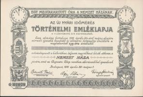 1916. Az új nyári időmérés Történelmi Emléklapja, kitöltetlen