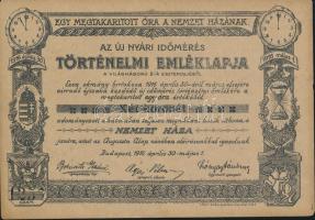 1916. Az új nyári időmérés Történelmi Emléklapja 2K értékű adományról