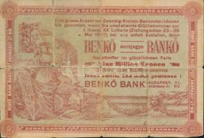 1907. "Benkő-Bankó sorsjegye" T:IV