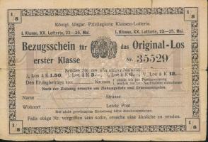 1907. "Benkő-Bankó sorsjegye" T:IV