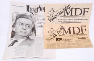 MDF választási újság 1990 szept,okt, 2db, Magyar Nemzet:Antall József emlékére 2003.