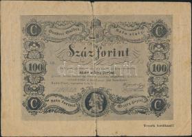 1898. 1848-as 100Ft "Kossuth bankó" Révai testvérek által kiadott hirdetménye T:IV