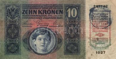 1902-1915. 10K (3x) + 20K főtípus és II. kiadás (7x) + 100K (2x) + 1000K mindegyik bankjegy fekete r...