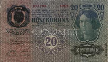 1902-1915. 10K (3x) + 20K főtípus és II. kiadás (7x) + 100K (2x) + 1000K mindegyik bankjegy fekete r...