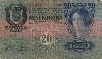 1902-1915. 10K (3x) + 20K főtípus és II. kiadás (7x) + 100K (2x) + 1000K mindegyik bankjegy fekete r...