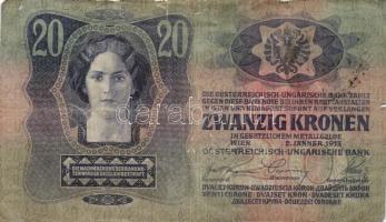 1902-1915. 10K (3x) + 20K főtípus és II. kiadás (7x) + 100K (2x) + 1000K mindegyik bankjegy fekete r...