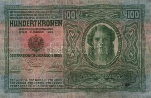 1902-1915. 10K (3x) + 20K főtípus és II. kiadás (7x) + 100K (2x) + 1000K mindegyik bankjegy fekete r...