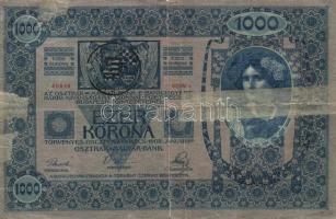 1902-1915. 10K (3x) + 20K főtípus és II. kiadás (7x) + 100K (2x) + 1000K mindegyik bankjegy fekete r...