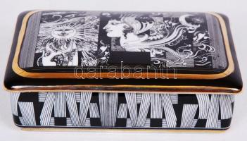 Szász Endre által tervezett Hollóházi jelzett porcelán ékszeres doboz hibátlan állapotban / Faces de...
