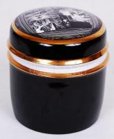 Szász Endre által tervezett Hollóházi jelzett porcelán kör alakú doboz hibátlan állapotban / Faces d...