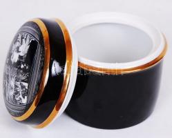 Szász Endre által tervezett Hollóházi jelzett porcelán kör alakú doboz hibátlan állapotban / Faces d...