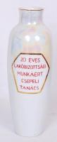 Hollóházi dísz váza "20 éves lakóbizottsági munkáért csepeli tanács", jelzett, hibátlan, m:26 cm