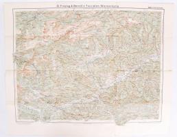 2 db turista térkép Bécsről és Hochschwab több helyen szakadt, 58×44 cm, 50×72 cm